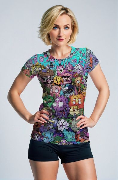 Multicolor Cartoon Characters T-Shirt