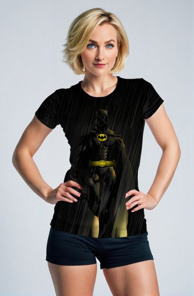 Black Batman Rain Graphic T‑Shirt – Dark Knight Iconic Style