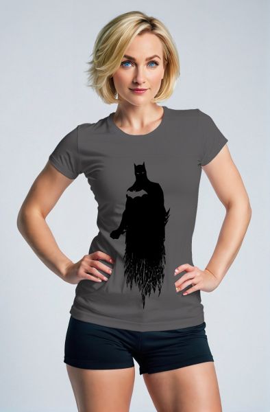 Dark Gray Batman Silhouette Graphic T‑Shirt – Minimalist Hero Tee