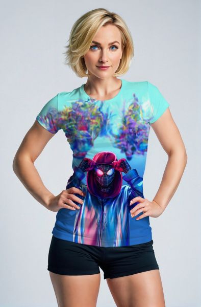Bright Blue Urban Spider Graphic T‑Shirt