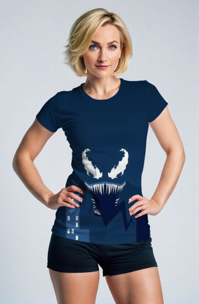 Deep Blue Venom Face T-Shirt – The Villain Look, Simplified