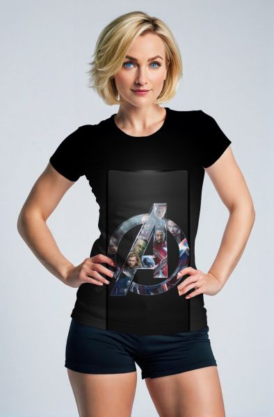 Classic Black Avengers T-Shirt – Emblem & Heroes Print