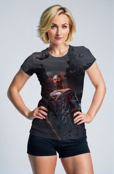 Neo Justice Short Sleeve Tee – Black & Red Tech Hero Silhouette