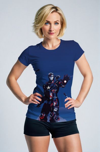 Blue Iron Hero Graphic T-Shirt – Tech Warrior Aesthetic