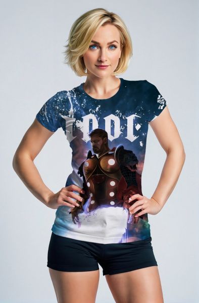 Thunder Realm Tee – Deep Blue Hero Graphic Shirt