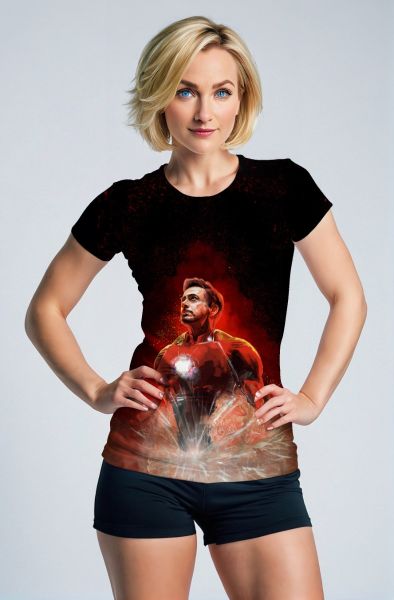 Stark Force Slim Tee – Clean White & Red Power Art T-Shirt