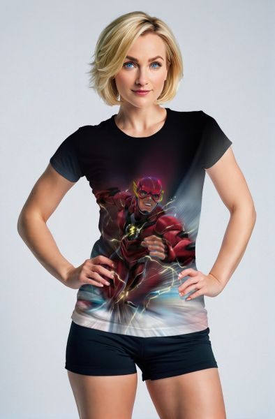 Flash Burst T-Shirt – White Base with Speed Force Red Print