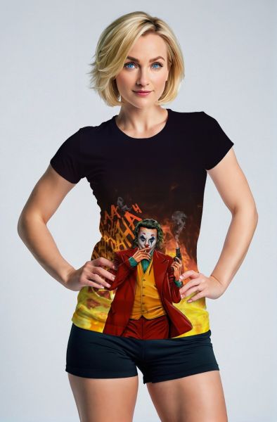 Joker Street Rebellion T-Shirt – Fire Graffiti Art on Black