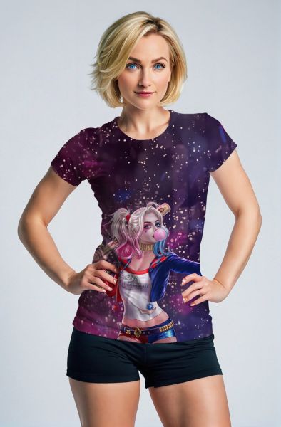 Harley Quinn Bubblegum Rebel Tee – Pink & Purple Galaxy Street Style Shirt
