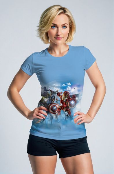 Mini Avengers Tee – Blue Sky Chibi Squad T-Shirt