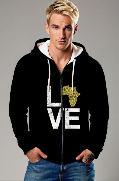 Love for Africa Sweatshirt - T-Shirts, Hoodies, Zip-Up Jackets, and Pullovers-Zip Up Hoodie