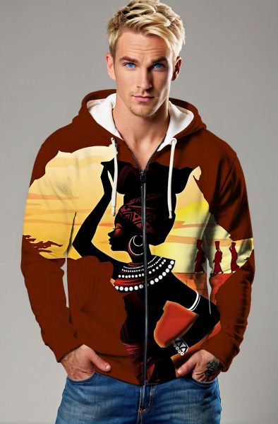 African Heritage Elegance Sweatshirt - T-Shirts, Hoodies, Zip-Up Jackets, and Pullovers-Zip Up Hoodie