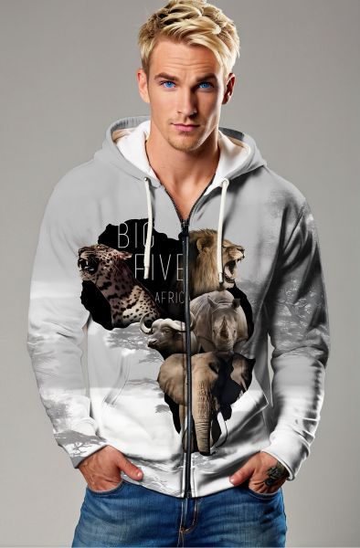 African Big Five Sweatshirt - T-Shirts, Hoodies, Zip-Up Jackets, and Pullovers-Zip Up Hoodie