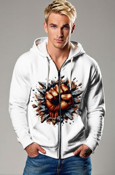 Power Fist Graphic White T-Shirt, Hoodie, Zip-Up Jacket & Pullover