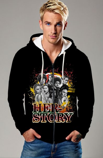 HER-STORY Empowerment Graphic T-Shirt, Hoodie, Zip-Up Jacket & Pullover-Zip Up Hoodie