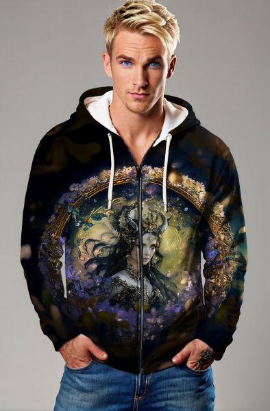 Aries Zodiac Collection: The Fiery Sorceress Hoodie, Sweatshirt, Zip-Up, T-Shirt-Zip Up Hoodie