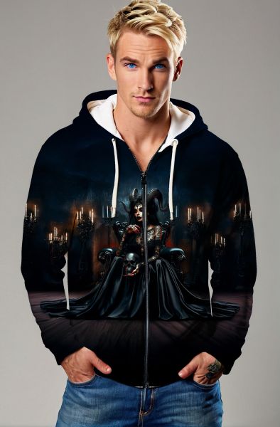 Aries Zodiac Collection: The Goddess of Midnight Flames Hoodie, Sweatshirt, Zip-Up, T-Shirt-Zip Up Hoodie