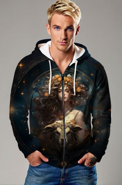 Aries Zodiac Collection: The Divine Protector-Zip Up Hoodie