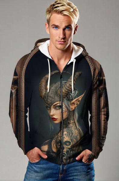 Aries Zodiac Collection: The Fiery Empress Hoodie, Sweatshirt, Zip-Up, T-Shirt-Zip Up Hoodie