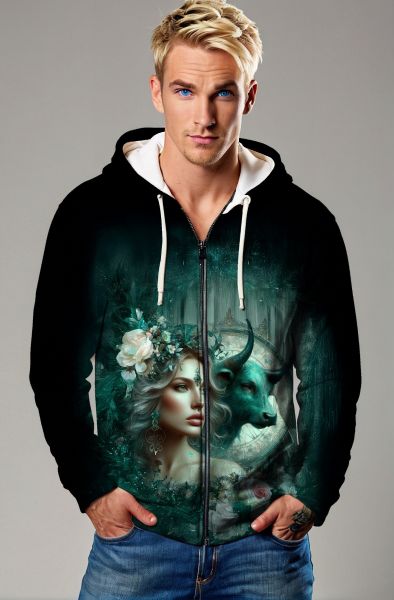 Aries Zodiac Collection: The Flame-Born Warrior Hoodie, Sweatshirt, Zip-Up, T-Shirt-Zip Up Hoodie