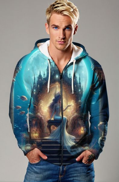 Aquarius Zodiac Collection: The Crystal Throne - The Empress of the Underwater Realm Hoodie, Sweatshirt, Zip-Up, T-Shirt-Zip Up Hoodie