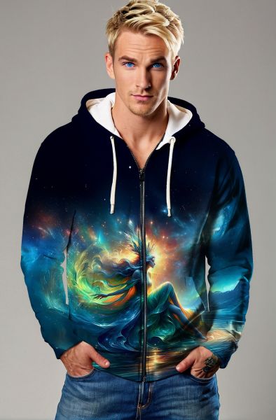 Aquarius Zodiac Collection: Oceanic Majesty - The Goddess of the Deep Hoodie, Sweatshirt, Zip-Up, T-Shirt-Zip Up Hoodie