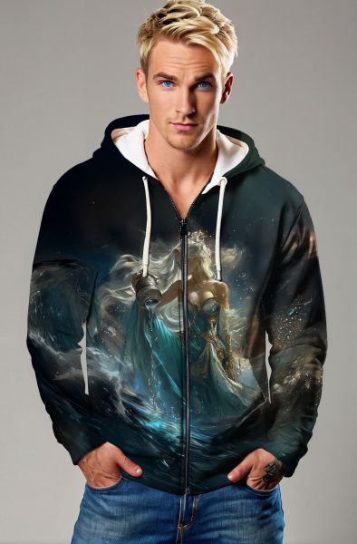 Aquarius Zodiac Collection: Ocean's Empress Hoodie, Sweatshirt, Zip-Up, T-Shirt-Zip Up Hoodie