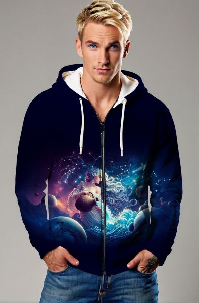 Aquarius Zodiac Collection: Galactic Grace - The Aquatic Goddess Hoodie, Sweatshirt, Zip-Up, T-Shirt