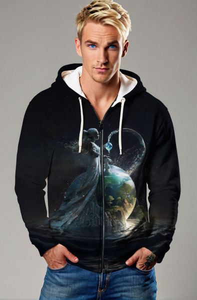 Aquarius Zodiac Collection: Stellar Flow - The Celestial Spirit Hoodie, Sweatshirt, Zip-Up, T-Shirt-Zip Up Hoodie