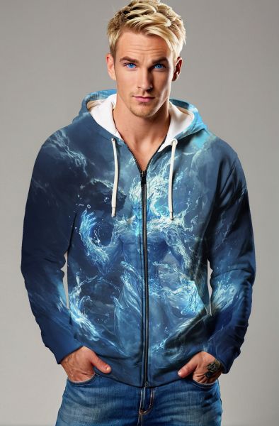 Aquarius Zodiac Collection: Aquatic Awakening - The Spirit of the Waters Zip-Up