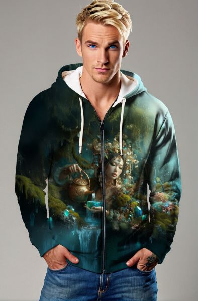 Aquarius Zodiac Collection: Celestial Waters - The Divine Flow of Life-Zip Up Hoodie
