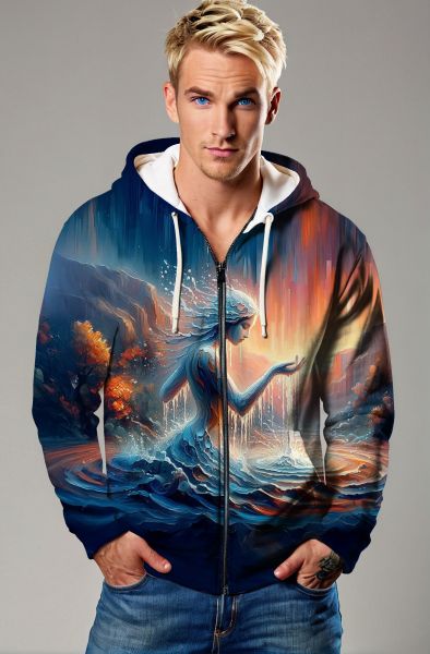 Aquarius Zodiac Collection: Celestial Waters - The Enchantress of the Crystal Springs Hoodie, Sweatshirt, Zip-Up, T-Shirt