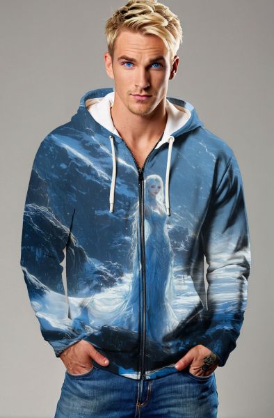 Aquarius Zodiac Collection: Frozen Vision - The Ice Queen of the Skies Hoodie, Sweatshirt, Zip-Up, T-Shirt-Zip Up Hoodie
