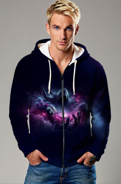 Aquarius Zodiac Collection: Cosmic Flow - The Starry Waters Hoodie, Sweatshirt, Zip-Up, T-Shirt-Zip Up Hoodie