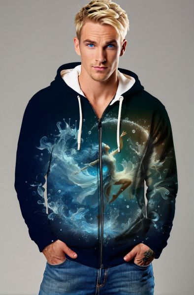 Aquarius Zodiac Collection: Celestial Dance - The Lunar Stream Hoodie, Sweatshirt, Zip-Up, T-Shirt
