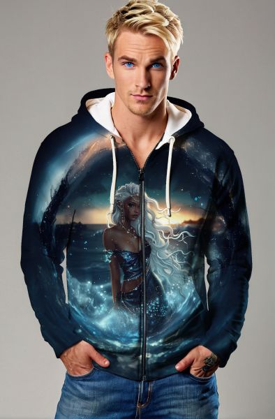 Aquarius Zodiac Collection: Goddess of the Waves - The Ocean Empress Hoodie, Sweatshirt, Zip-Up, T-Shirt-Zip Up Hoodie