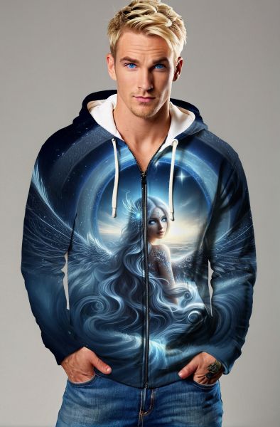 Aquarius Zodiac Collection: The Infinite Horizon - Starry Waters Hoodie, Sweatshirt, Zip-Up, T-Shirt-Zip Up Hoodie