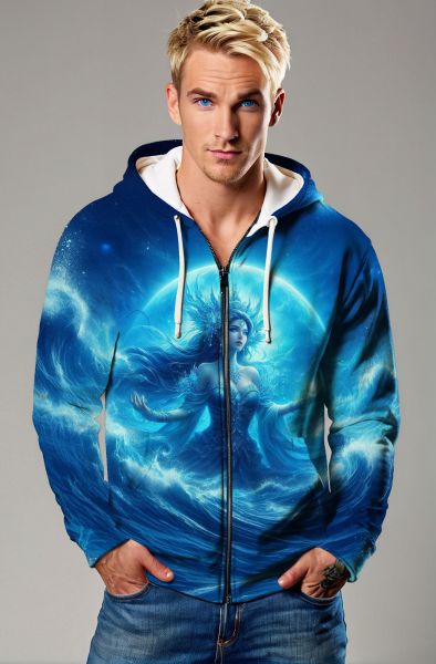 Aquarius Zodiac Collection: Lunar Tide - Aquatic Mysticism Hoodie, Sweatshirt, Zip-Up, T-Shirt