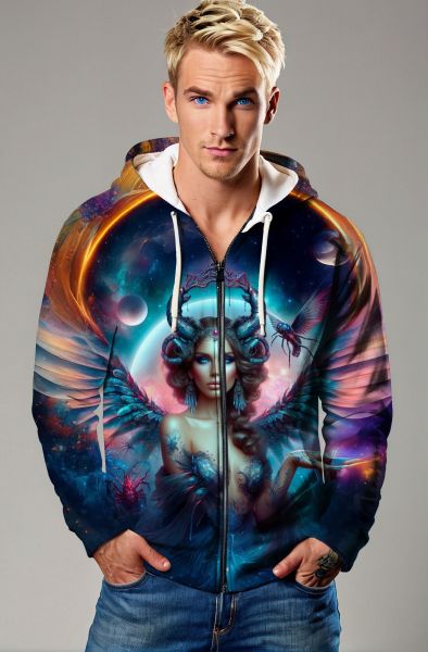 Cancer Zodiac Collection: The Cosmic Guardian Hoodie, Sweatshirt, Zip-Up, T-Shirt-Zip Up Hoodie