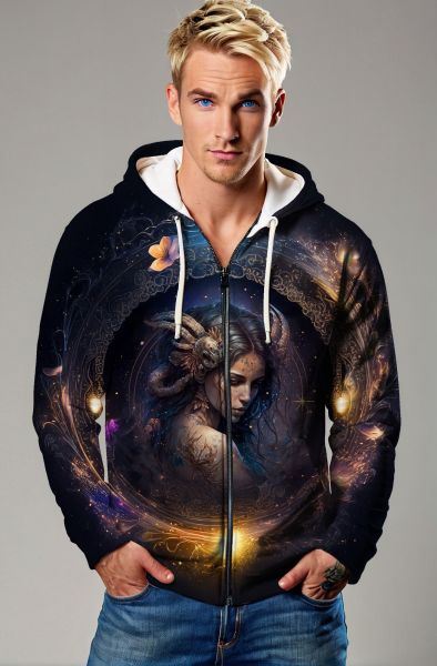 Cancer Zodiac Collection: The Celestial Guardian Hoodie, Sweatshirt, Zip-Up, T-Shirt-Zip Up Hoodie