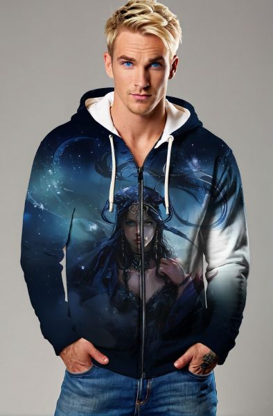 Cancer Zodiac Collection: The Moonlit Queen Hoodie, Sweatshirt, Zip-Up, T-Shirt-Zip Up Hoodie