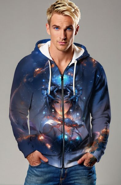 Cancer Zodiac Collection: The Cosmic Protector Hoodie, Sweatshirt, Zip-Up, T-Shirt-Zip Up Hoodie