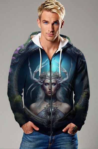 Cancer Zodiac Collection: The Galactic Queen Hoodie, Sweatshirt, Zip-Up, T-Shirt-Zip Up Hoodie