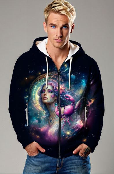Cancer Zodiac Collection: Cosmic Connection Hoodie-Zip Up Hoodie
