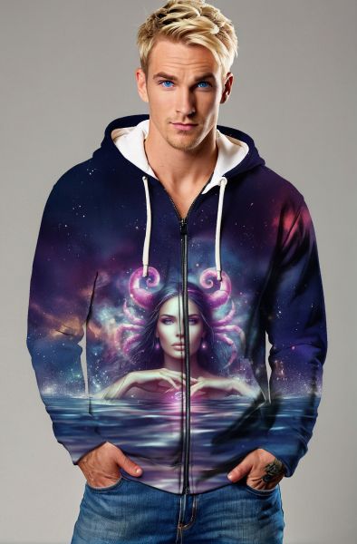 Cancer Zodiac Collection: The Celestial Embrace Hoodie-Zip Up Hoodie