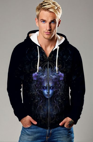 Cancer Zodiac Collection: The Galactic Keeper Hoodie, Sweatshirt, Zip-Up, T-Shirt-Zip Up Hoodie