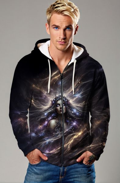 Cancer Zodiac Collection: The Galactic Guardian Hoodie, Sweatshirt, Zip-Up, T-Shirt-Zip Up Hoodie
