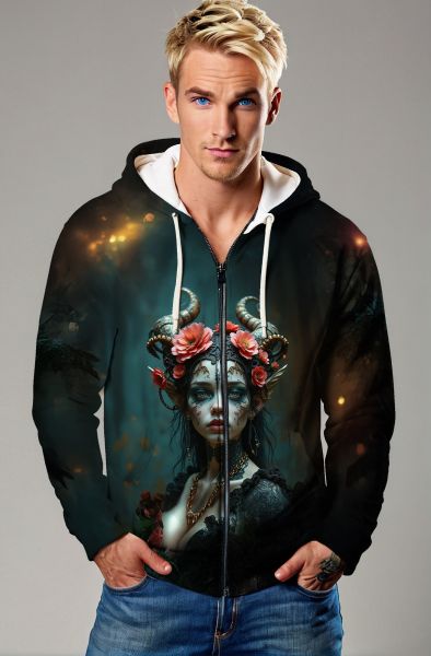 Capricorn Zodiac Collection: The Celestial Guardian Hoodie, Sweatshirt, Zip-Up, T-Shirt-Zip Up Hoodie