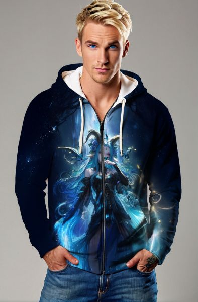 Capricorn's Galactic Reign: The Queen of the Stars Hoodie, Sweatshirt, Zip-Up, T-Shirt-Zip Up Hoodie