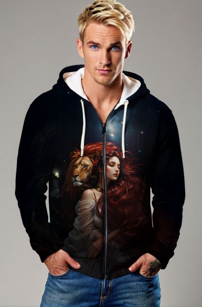 Lion's Heart: The Celestial Guardian Hoodie, Sweatshirt, Zip-Up, T-Shirt-Zip Up Hoodie